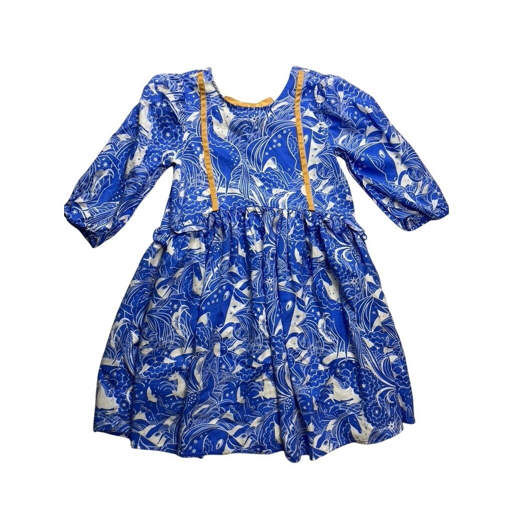Finding Foxtale Dress Girls Size 12 Blue Celestial Unicorn‎ Excellent Bow Back